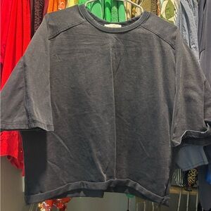 zara distressed black/grey boxy thick material tshirt